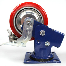 6 inch heavy duty spring loaded casters with brake